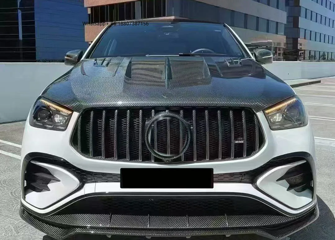

New Carbon Fiber Car Hood for MercedesBenz GLE53/GLE63/GLE450 2020+ LD Engine-Universal Fitment Black Easy Installation