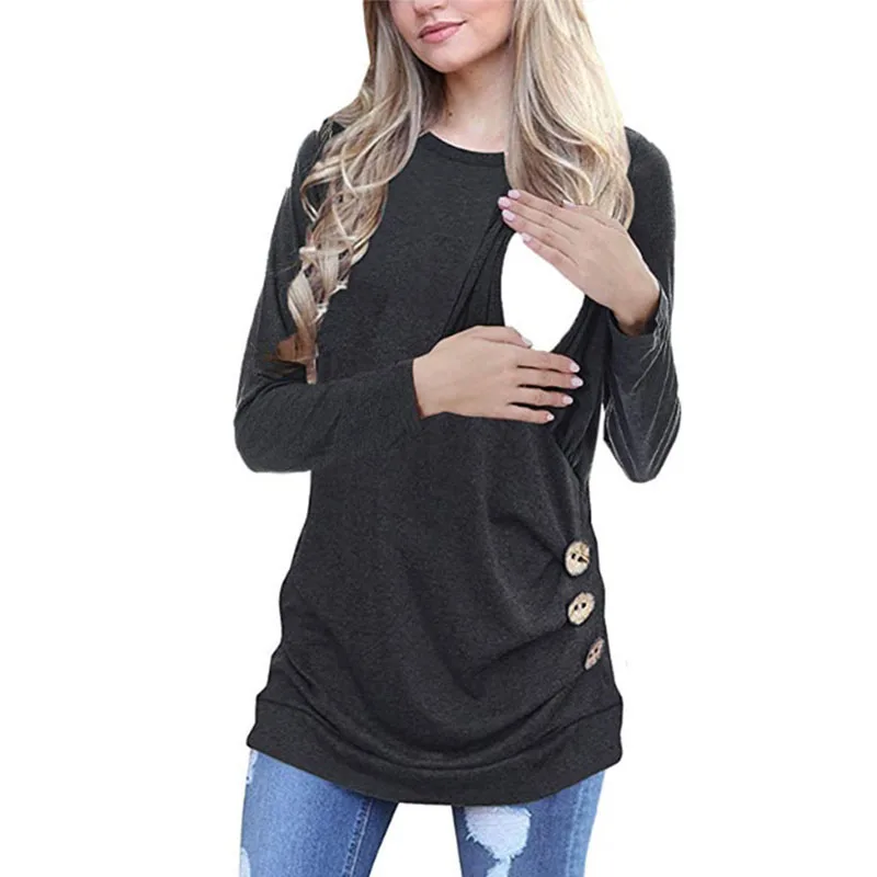 Mutterschaft T-shirt Frauen Mom Schwangere Pflege Baby Lange Ärmeln Streifen Tops Maternidad Ropa Lactancia Stillen T Hemd