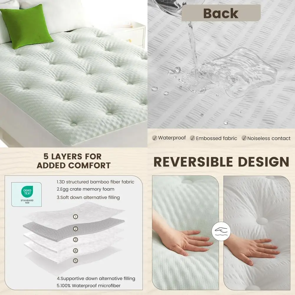 

Memory Foam Egg Crate Topper with Bamboo Viscose Cover, Full Size, 54 x 75