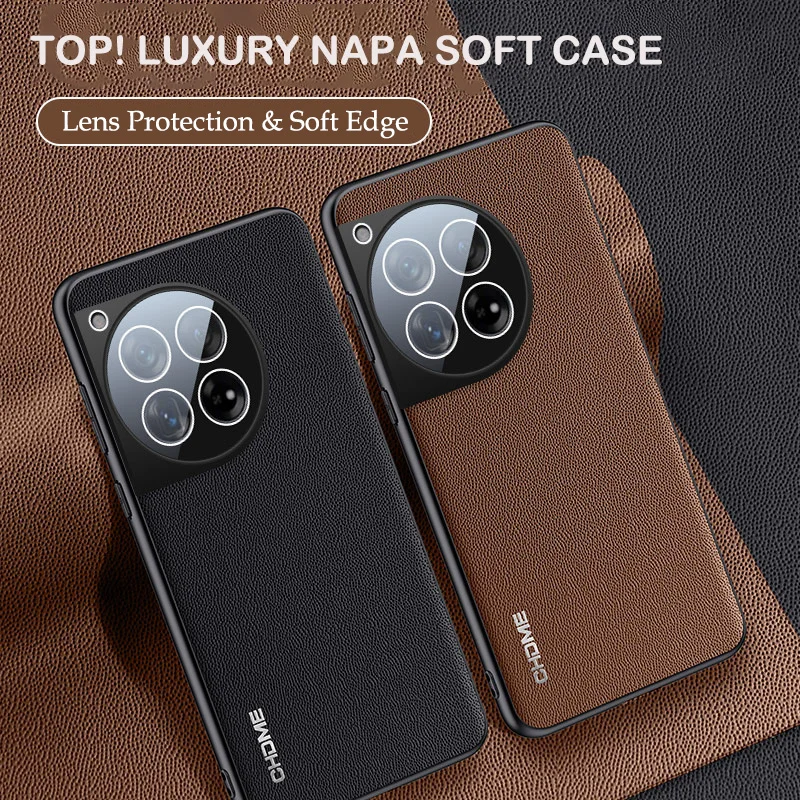 Luxury Silicone Napa PU Leather Phone Case for Oneplus 15 15T 15R 13 13R 12R Nord 5 CE5 Full Glass Lens Protection Back Cover