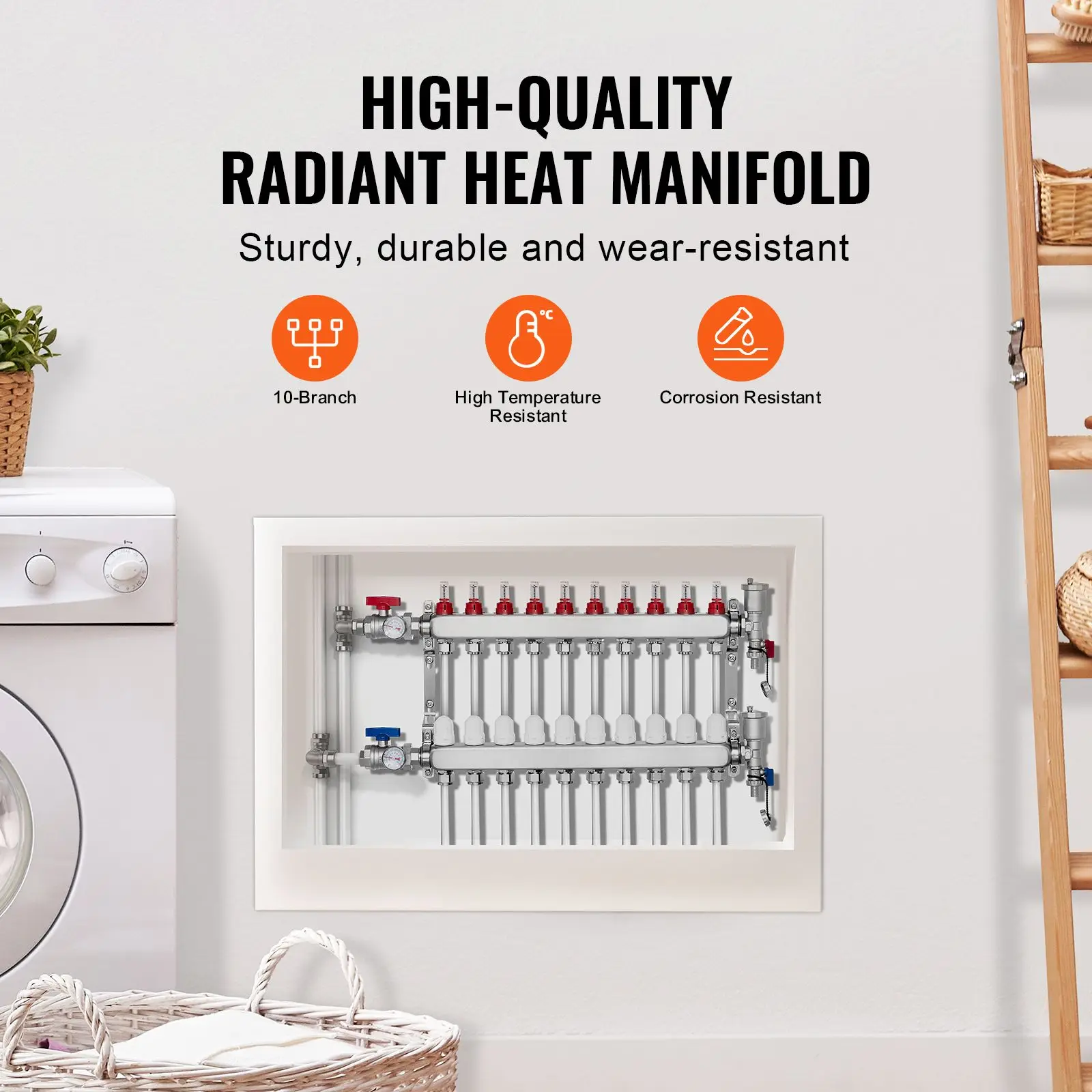 10-Branch Radiant Heat Manifold, 1/2