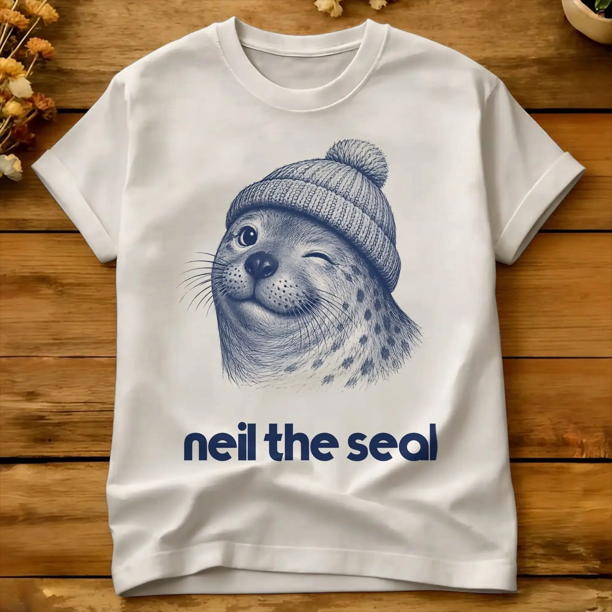 Mens T-Shirt Neil The Seal T-Shirts Novelty  Beach Tees Awesome Cotton Tops Plus Size 6XL