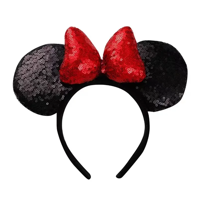 Disney Mickey Mouse Ear Headband Amusement Park Hair Hoop Fish Scale Sequin Mesh Party Headwear Girl Toy Birthday