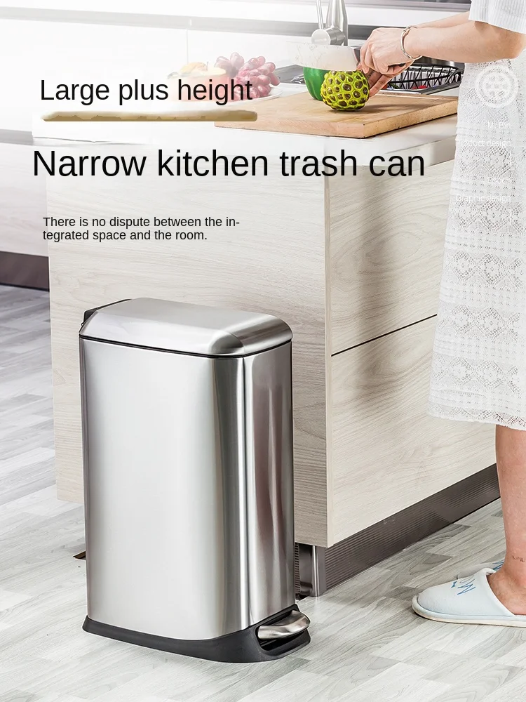 

Kitchen Dedicated Trash Can Household Large Deodorant Dry Wet Separation Good-looking Light Luxury Living Room Narrow Bucket