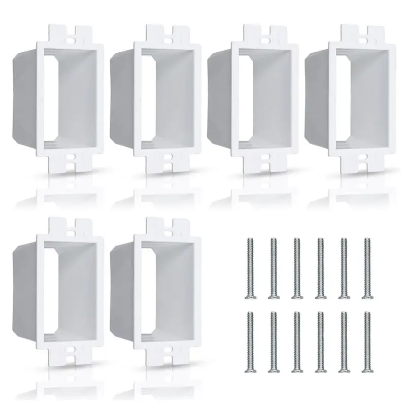 AB25-6 Pcs Box Extender Single Gang Box Extender With 12Pcs Screws 1 Gang Switch Unit Receptacle Extender