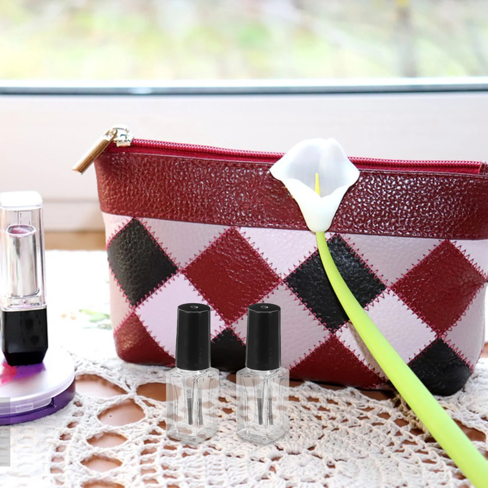 20Pcs 5ml Empty Nail Polish Bottles Clear Glass Containers with Brush Portable for Various Uses Polish Nail Bottle