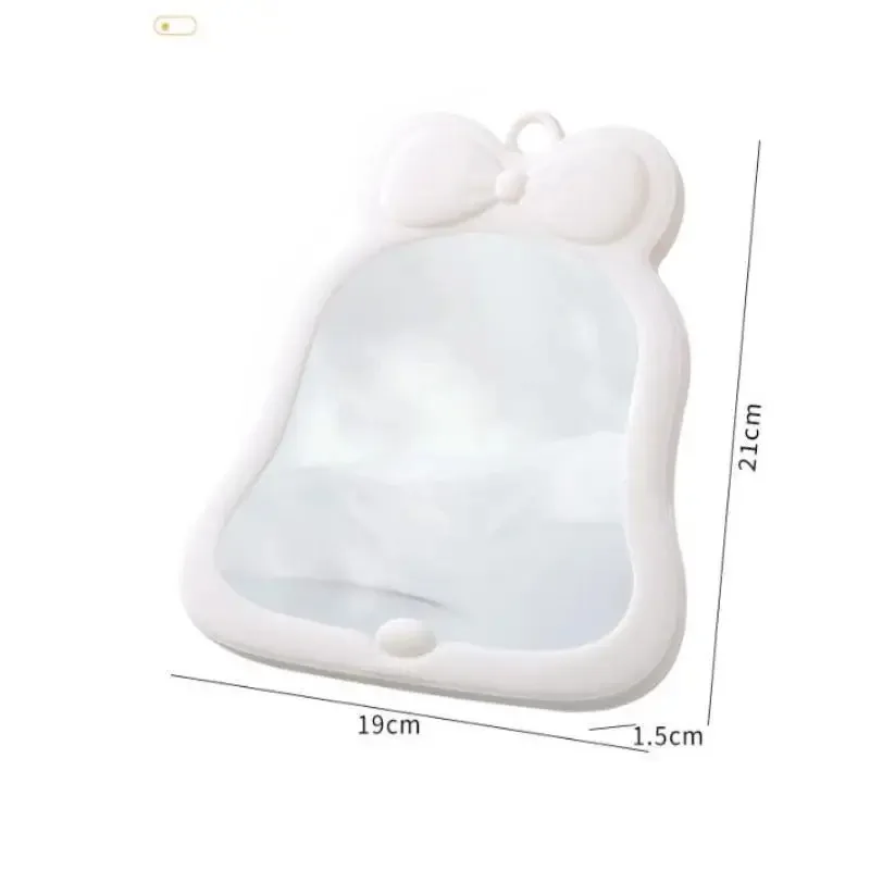 1 espejo de maquillaje de mano y de escritorio con lazo, espejo de bolsillo bonito y compacto para estudiantes, portátil, plegable, Simple, de Color sólido