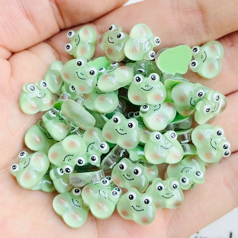 50 Pcs New 9*11mm Cute Mini Animal Frog Resin Figurine Crafts Flatback ManicureOrnament Jewelry Making Hairwear Accessories