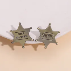 Enamel Pins Custom DILF HUNTER Brooches Simple Mini Lapel Badges Funny Jewelry Gift for Kids Friends Gold Color Star