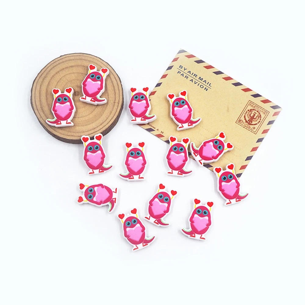 Chenkai 50PCS Valentine's Monster Focal Beads For Pen Beadable Pen Silicone Charms Character Beads For Pen Making DIY Pacifiers