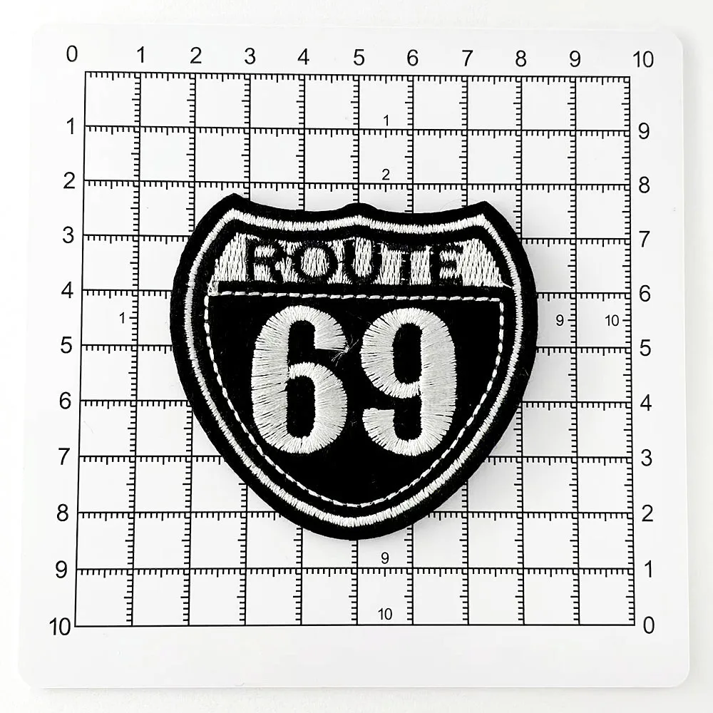 Route 69 Iron on Patches Cloth Badges Patch Embroidered Applique Sewing Clothes Stickers Apparel Accessories