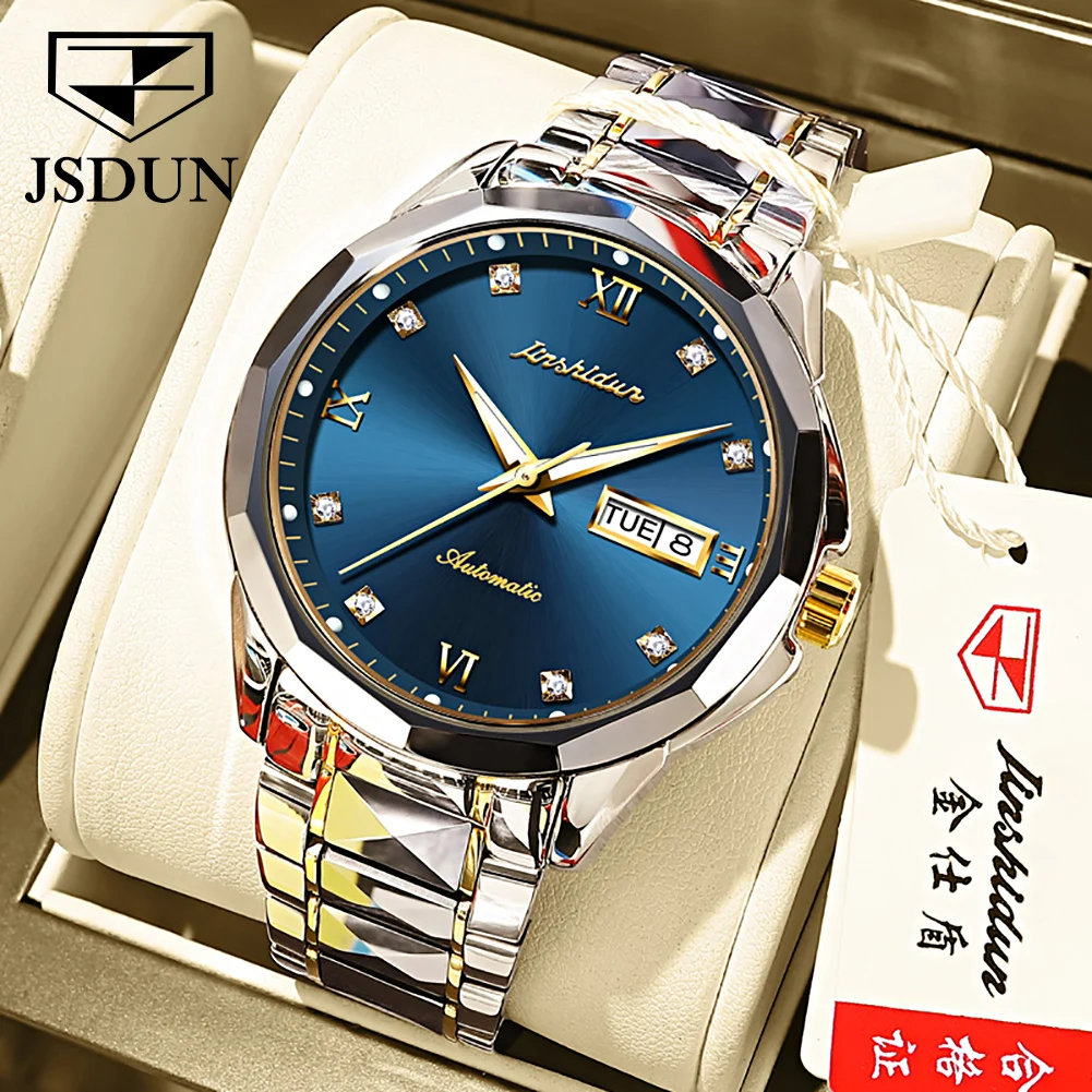 JSDUN Best Selling Men Luxury Watch Original Tungsten Steel Automatic Mechanical Watches for Men Casual Fashion Wrist Watch Men