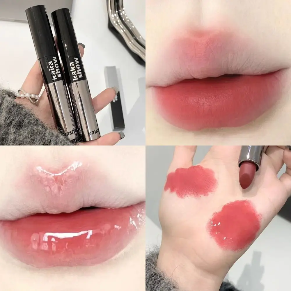 Dubbele Kop Spiegel Lippenstift Krijt Langdurige Matte + Water Licht Lip Cosmetica Waterdichte Hydraterende Bruine Lip Liner Potlood