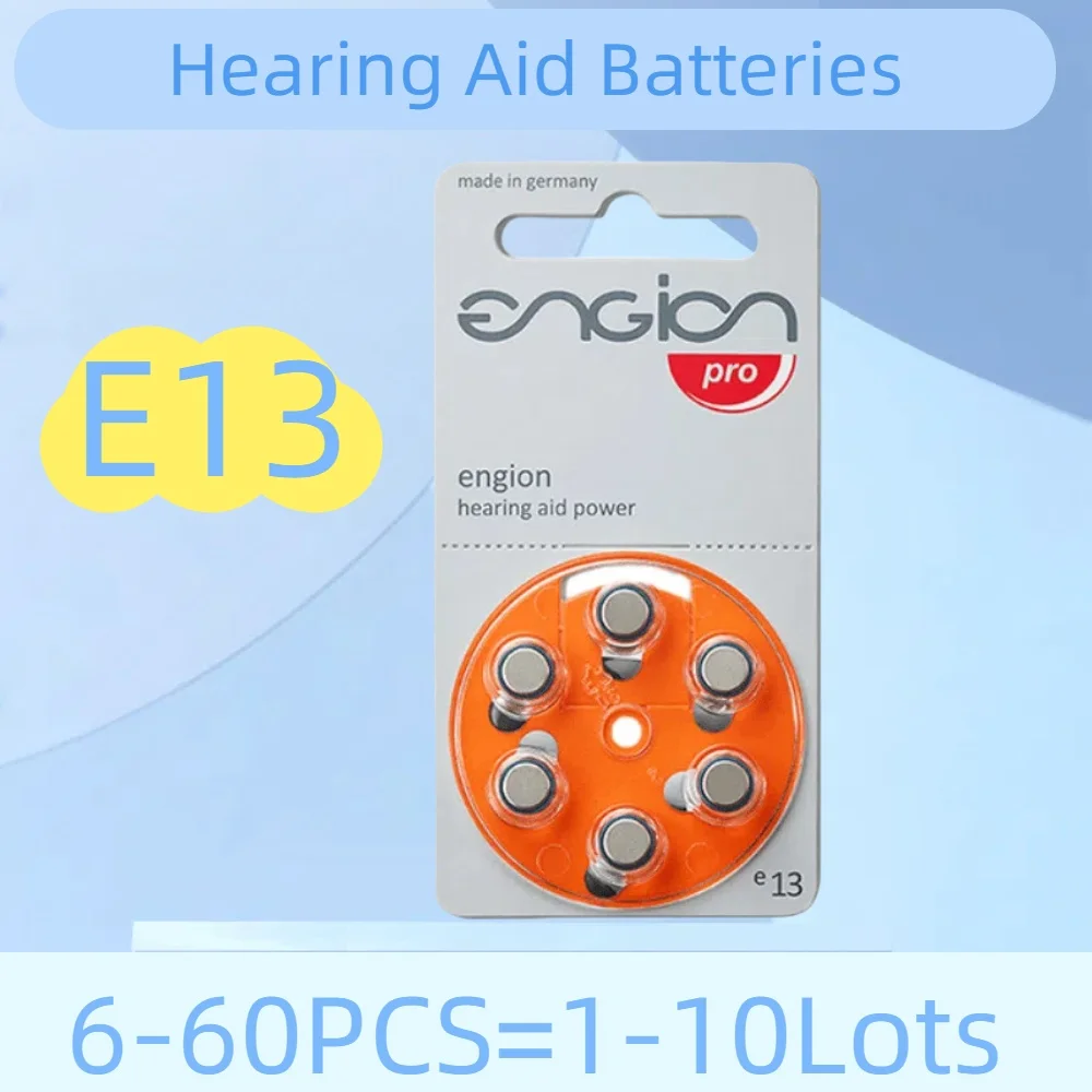 6-60 PCS Engion High Performance Hearing Aid Batterie A13 13A E13 ZA13 13 Battery for CIC BTE Hearing Aids