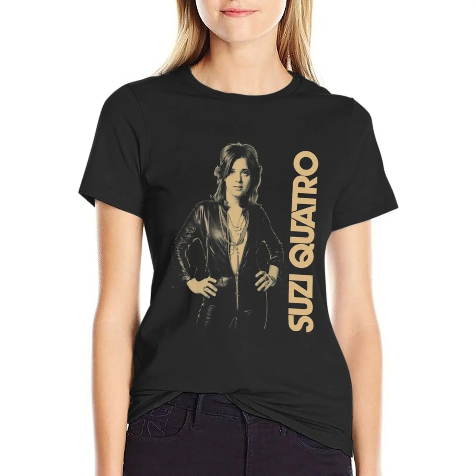 Suzi Quatro Rock And Singing Retro 2 T-Shirt Blouse Female clothing woman t shirt