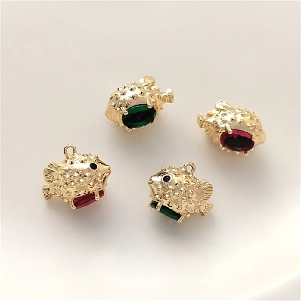 14k ouro incrustado zircônio animal pingente artesanal diy brincos pulseira colar charmesv pingente materiais artesanais k507