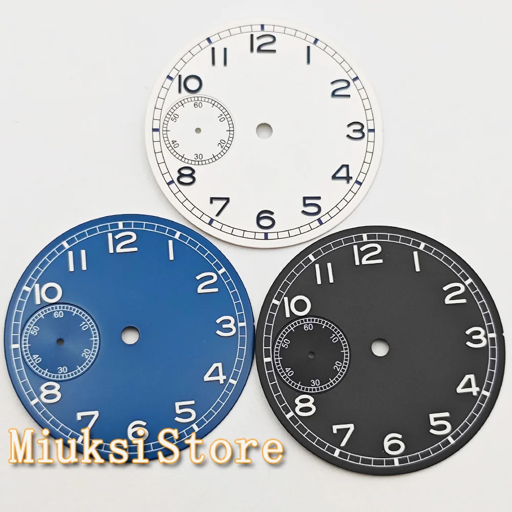 6497 Dial 37mm Black White Blue Watch Dial Green Luminous Fit ETA 6497 Seagull ST3600  Movement