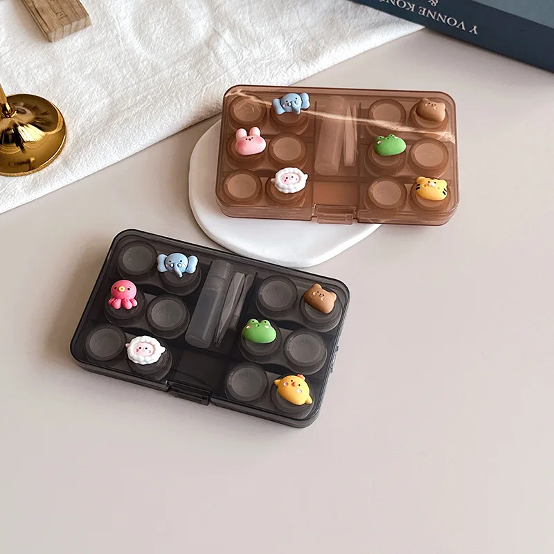 Diy Contact Lens Case Multi Compartment Contact Partner Box Double Lens Box Pvc Material Contact Lens Case For Travel Hygiene