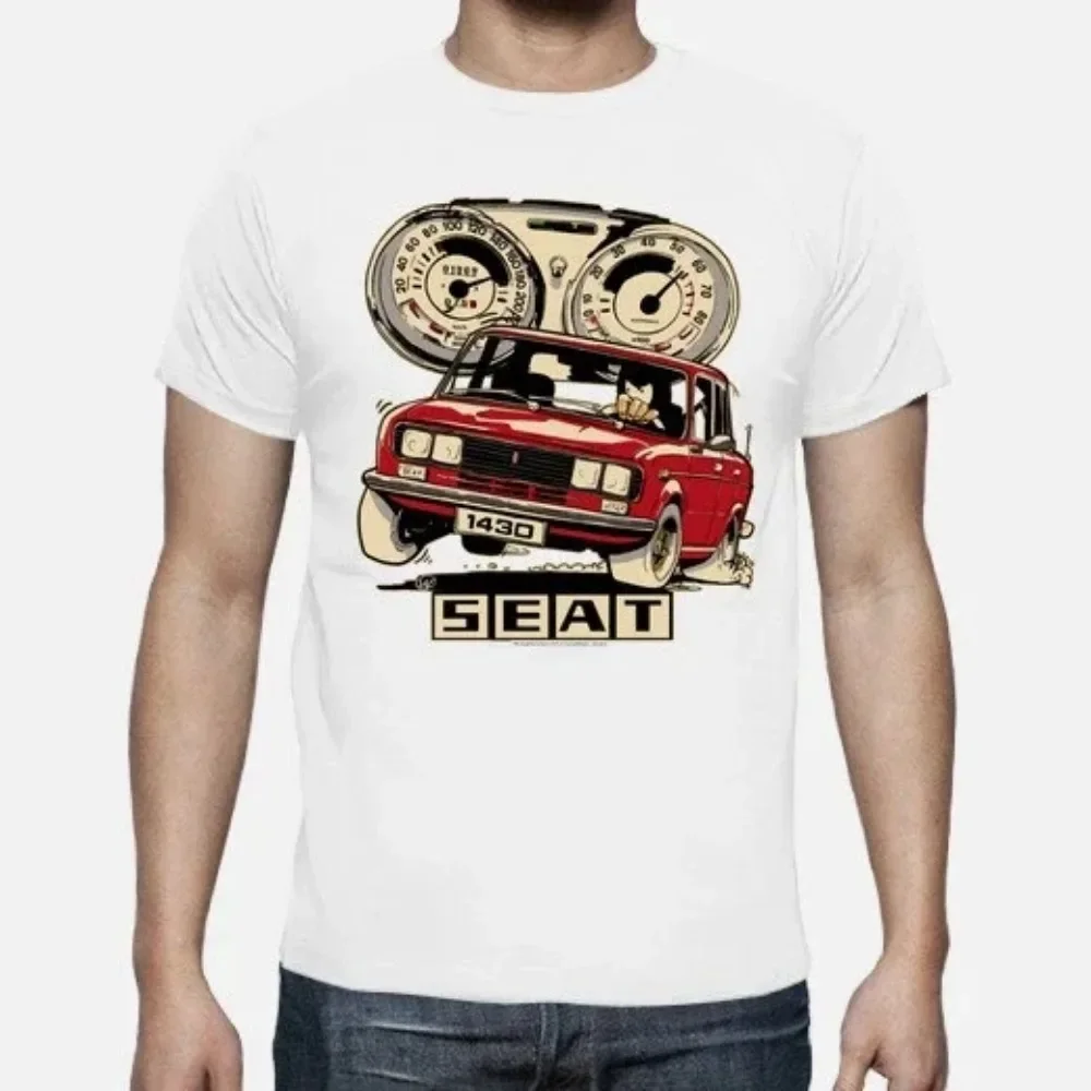 Hot Sale Classic Spanish S E A T 1430 Cartoon Car T-Shirt. Cotton Short Sleeve O-neck T-shirt Casual Trend Menswear Men Clothing