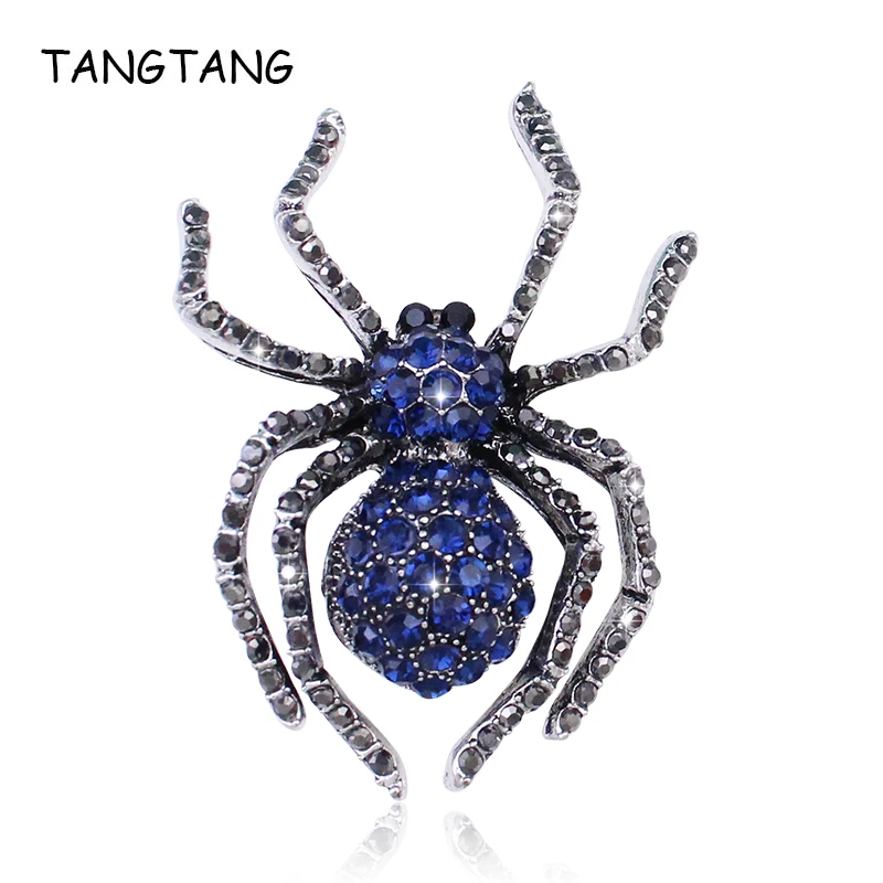 TANGTANG Spider Brooch Vintage Men\'s Rhinestone Inlaid Spider Brooch Pin Bag Badge Lapel Jewelry Gift серебряные брошки Cool Pin