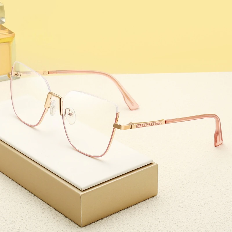 EYORA Currents عين القط نصف إطار نظارات للقراءة مكافحة الضوء الأزرق قصر النظر ومد البصر اللونية وصفة طبية نظارات عدسة