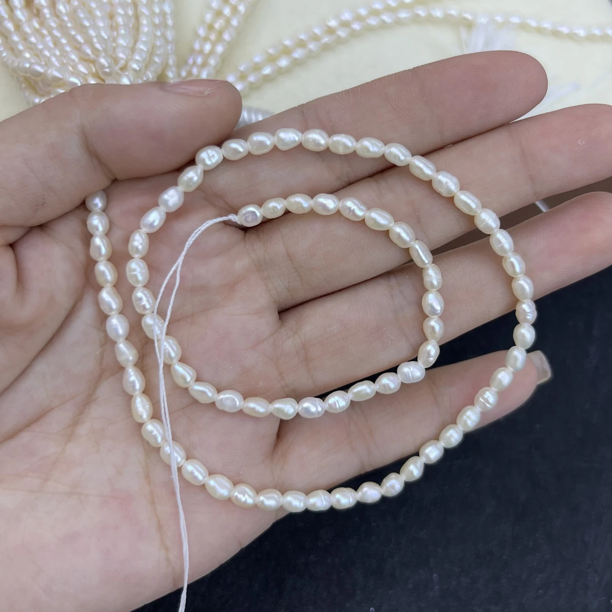 3-4mm AA Grade Natural Freshwater Pearl Rice Beads 36cm for DIY Jewelry Making Necklace Bracelets Handicrafts Accessories