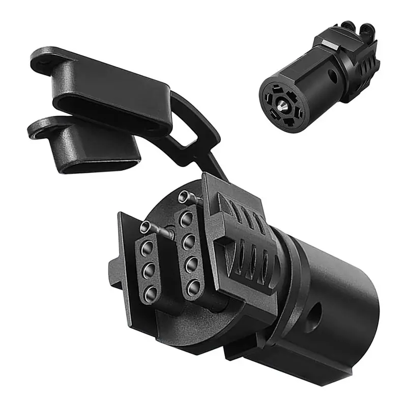 ABOK-Trailer Light Adapter, 7 Way Round To 4 And 5 Flat Blade Trailer Connector, 12V Heavy Duty Weatherproof Trailer Adapter