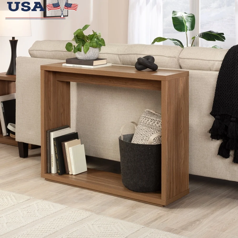 

Contemporary Console Table with Lower Shelf Living Room Storage Modern Sofa Table Entryway Accent Decorative Table Furniture