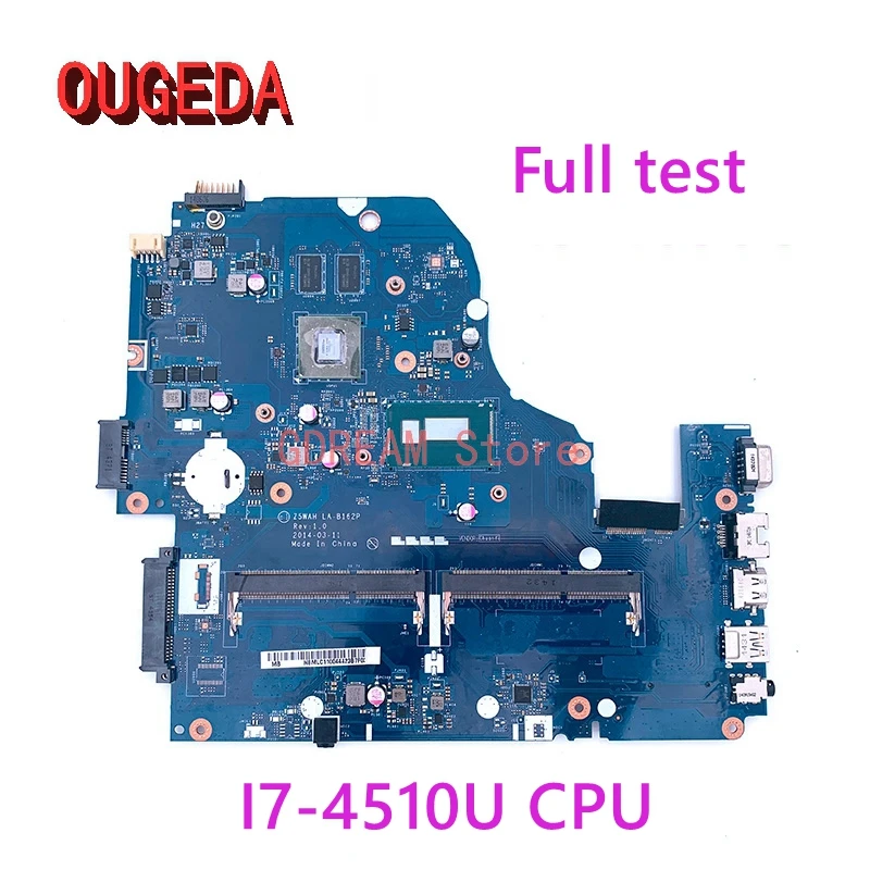 OUGEDA LA-B162P NBMRF11004 NBMLC11005 For Acer aspire E5-571 E5-571G Laptop Motherboard I7-4510U CPU HM86 820M GPU DDR3L tested