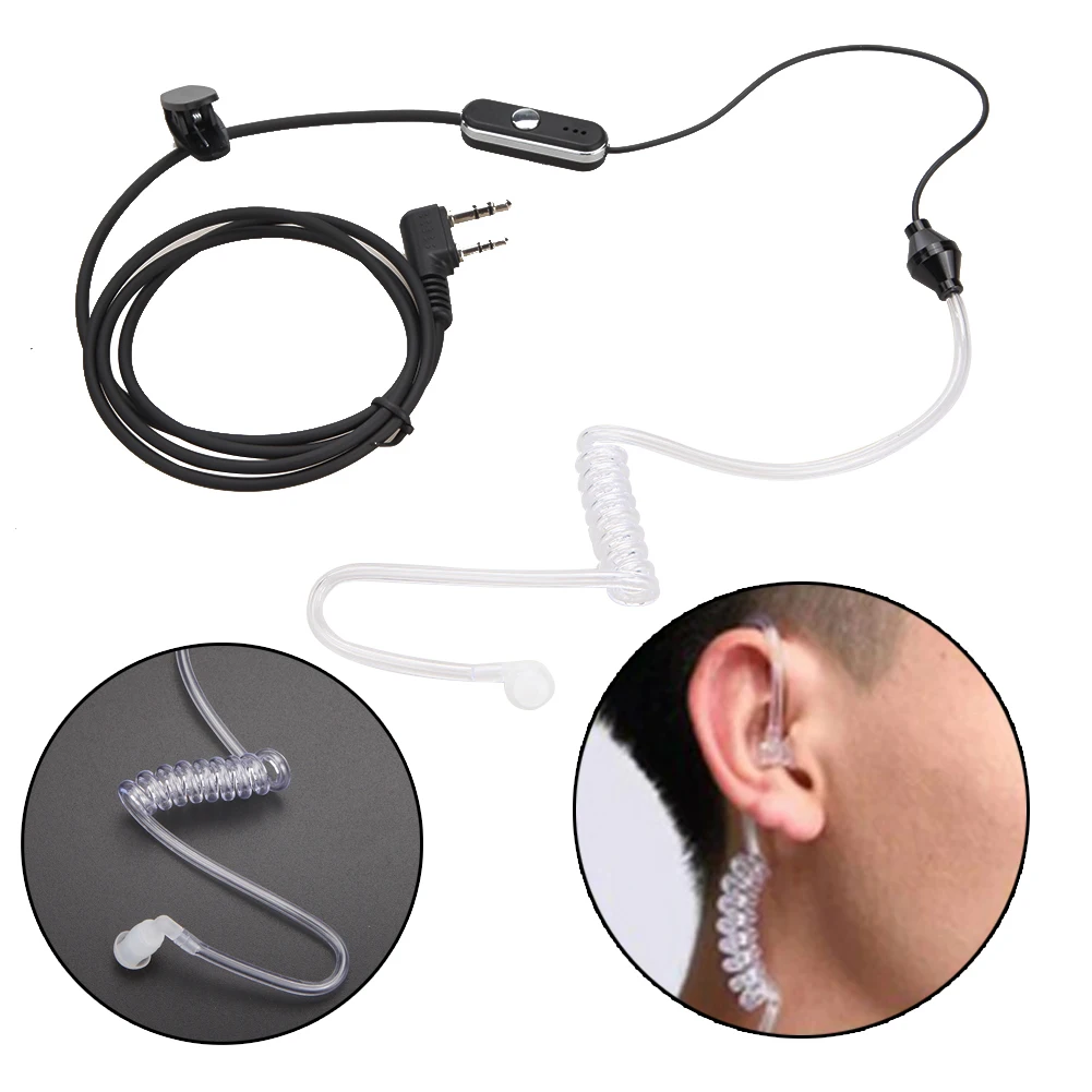 Practical Walkie Talkie Earpiece Headset 2 Pin Acoustic Tube Earphone Walkie Talkie Headset PTT MIC for Baofeng Retevis Radios