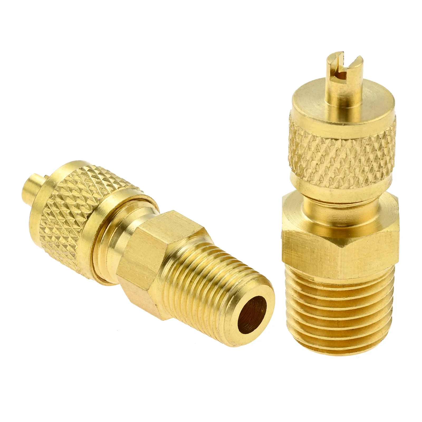 1/4 SAE Male to 1/8NPT Female Thread Tubing Adapter Hose Connector Fittings with Valve Core for Air Conditioner Refrigeration