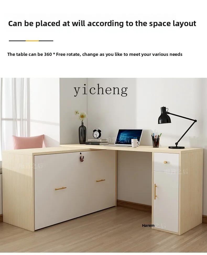 a5 folding bed desk cabinet combination office lunch break artifact invisible bed rotatable desk bed integrated