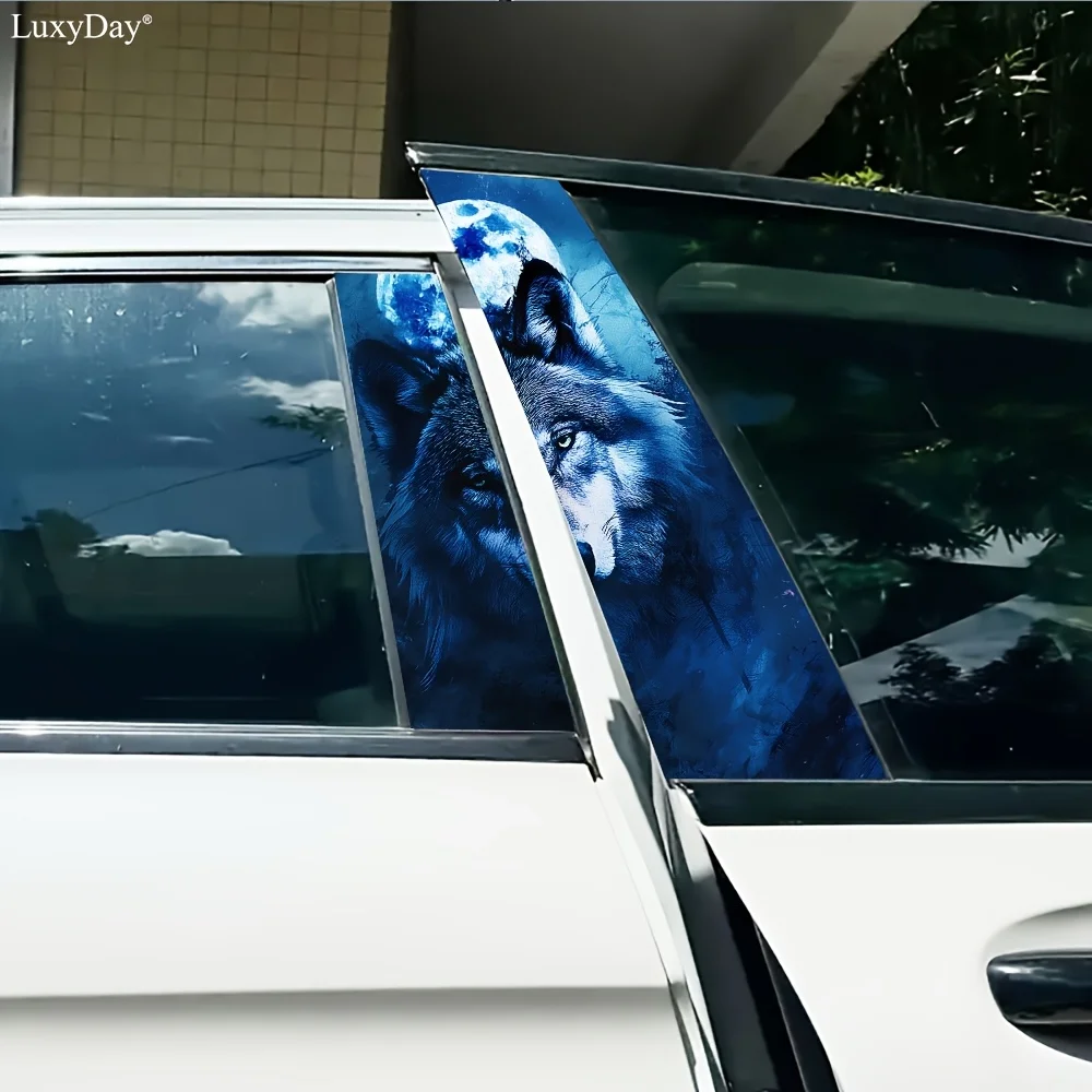 A 2-piece “Moonlight Wolf Shadow” kit for your car, featuring “Steering Rate” decals applied to the B-pillar,
