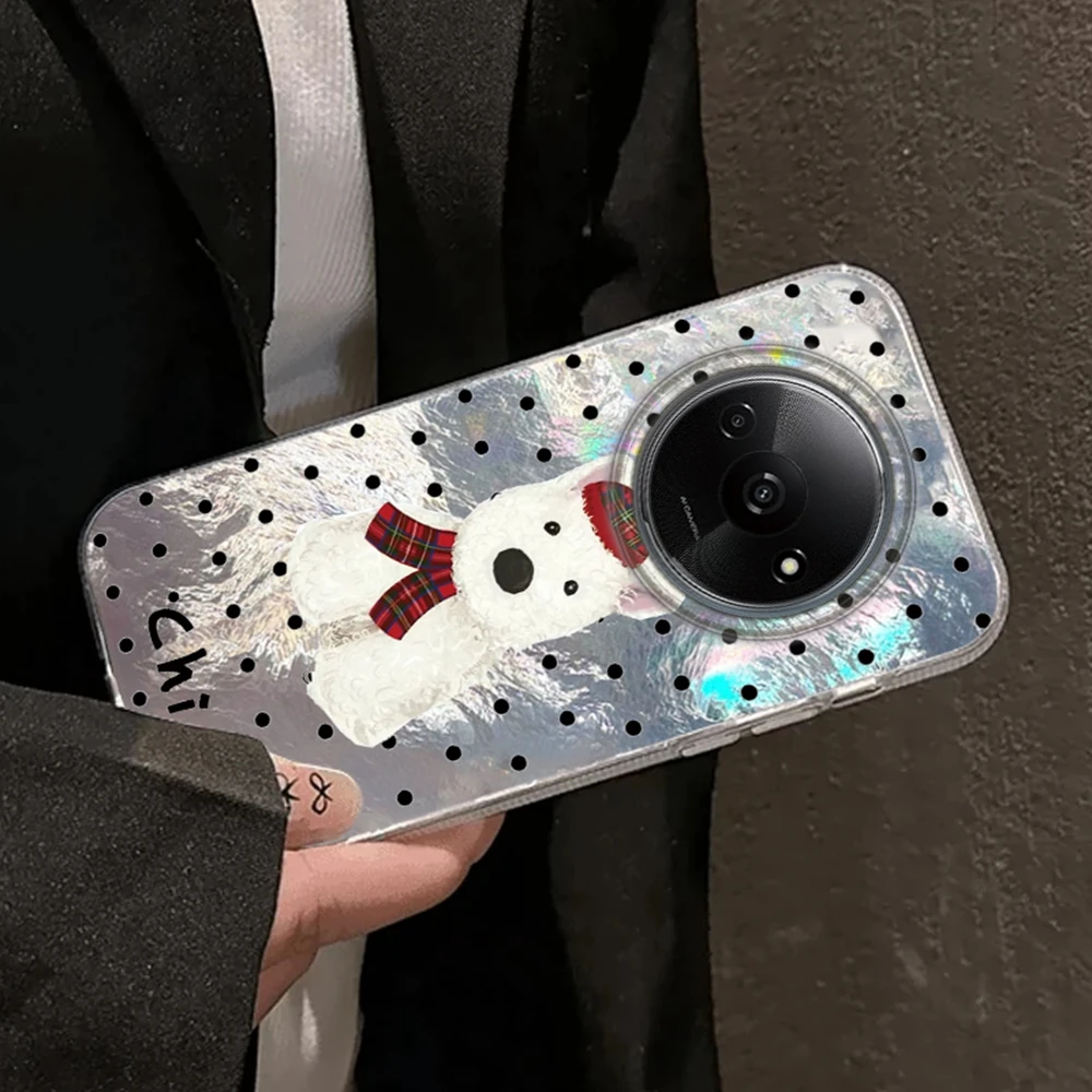 Circle Dot Cute Puppy Girls Phone Case For Xiaomi Redmi 15C 14C 13C Note 15 14 13 12 11 10 9 8 Pro A3 A2 A1 Women Funda Cover