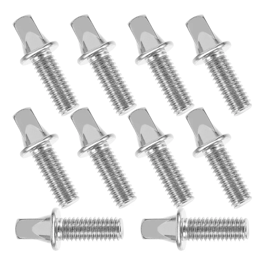 

10 Pcs Drum Screw Fittings Screws with Nut for Kit Fasteners Accessories Replacement Silver Plated Iron Mount