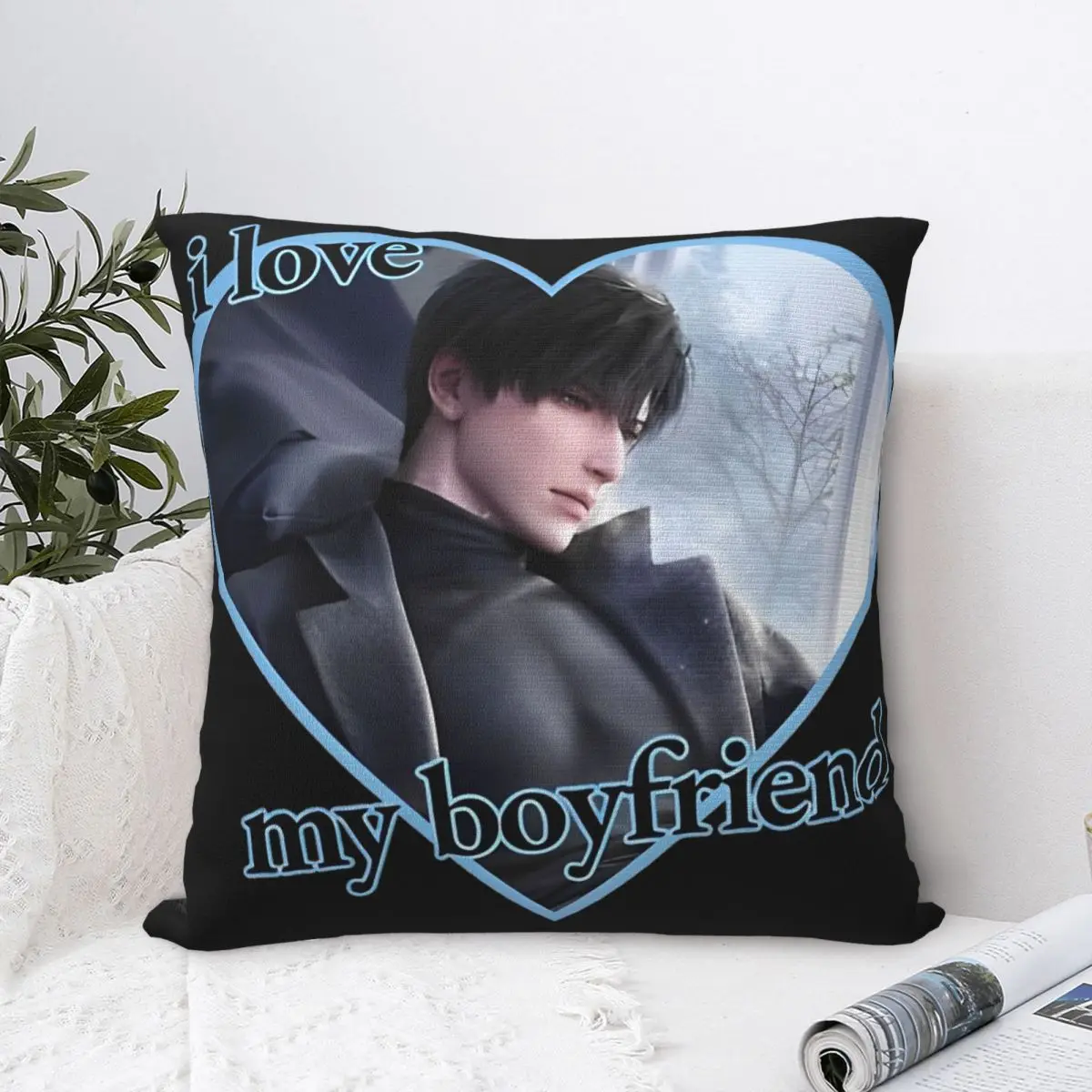 Love And Deepspace Zayne Game Square Pillow Cases I Love My Boyfriend Cushion Cover Decorative Pillowcase for Home 45*45cm