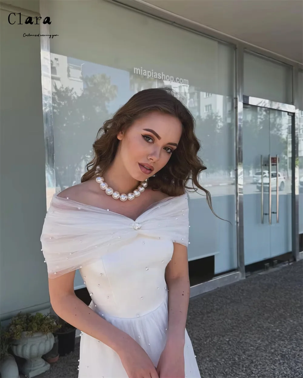 Clara personalizado encaje blanco sin mangas A-line vestidos de Gala elegantes vestidos de fiesta de noche de lujo 2025 vestido de fiesta de mujer lujoso