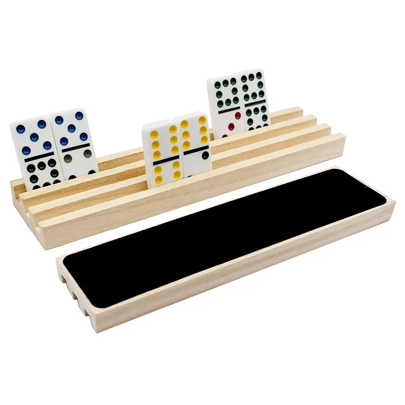 1pc/4pcs Wooden Domino Rack Set, Domino Tray Storage Rack - Dominoes Not Included, Anti-Slip Domino Base Bracket