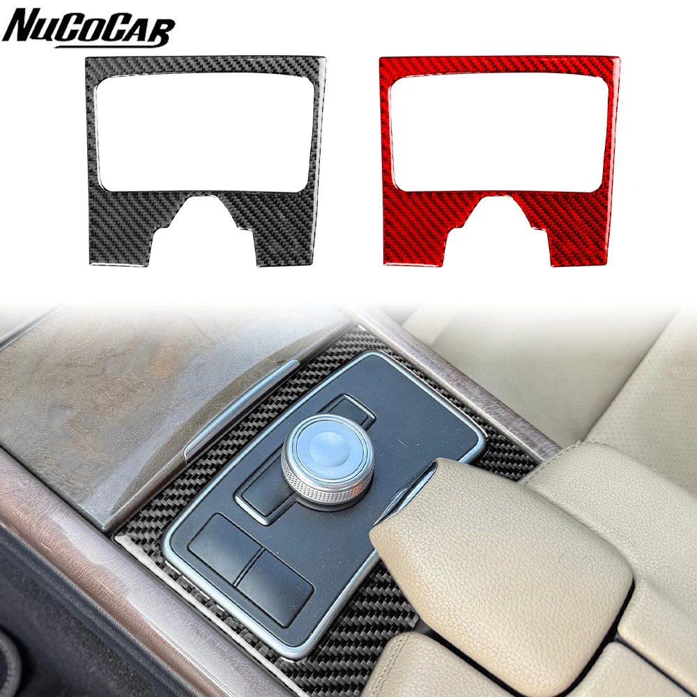 For Mercedes Benz E Class W212 S212 2011-2015 Carbon Fiber Central Armrest Multimedia Panel Car Accessories Decorative Stickers