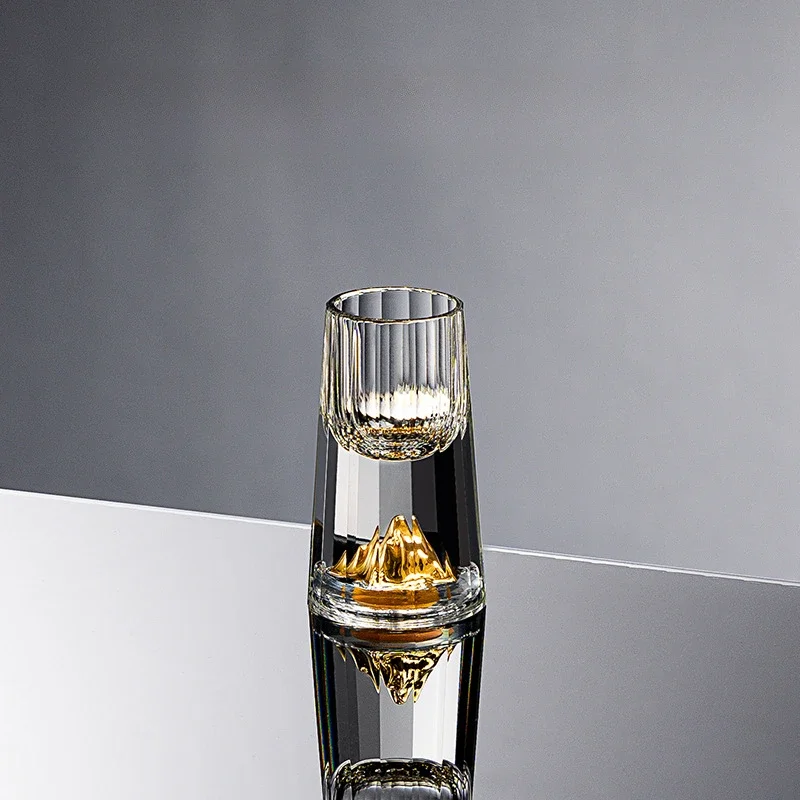 Chinese Baijiu Cup Crystal Glass Vertical Grain Design Small Alcohol Tasting Glass For Home Bar Gift Set Spirits