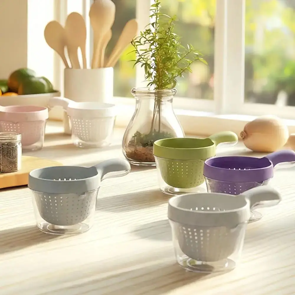 Portable 2-in-1 Kitchen Drain Basket with Handle Double Layer Fruit Cleaning Basin Drain Rack
