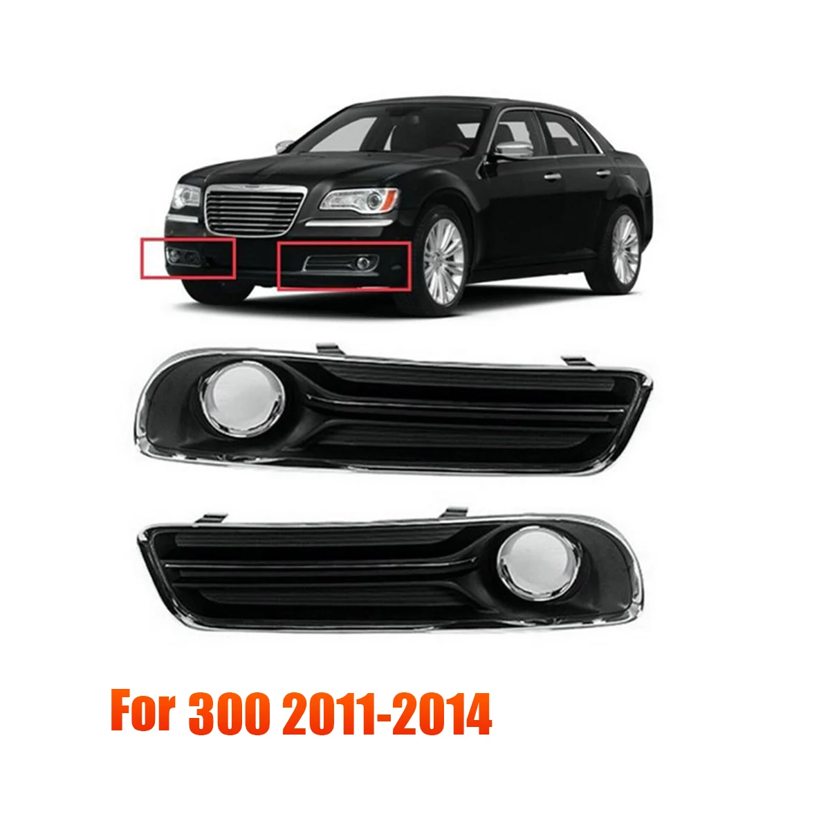 

1Pair Front Bumper Fog Light Cover Chrome 68127946AB 68127947AB for Chrysler 300 2011-2014 Fog Lamp Bezel Trim