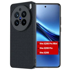 Carbon Fiber Texture PU Leather Capa for Vivo X200 Pro Mini Case Fashion Cover for Vivo X200 Pro Case Shockproof Back Funda
