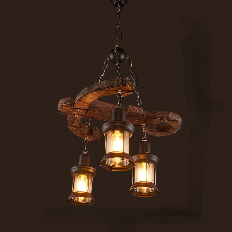 

Wood Vintage Industrial Pendant Lights Restaurant Cafe Dining Room Retro Wooden Hanging Lamp Indoor Light Design