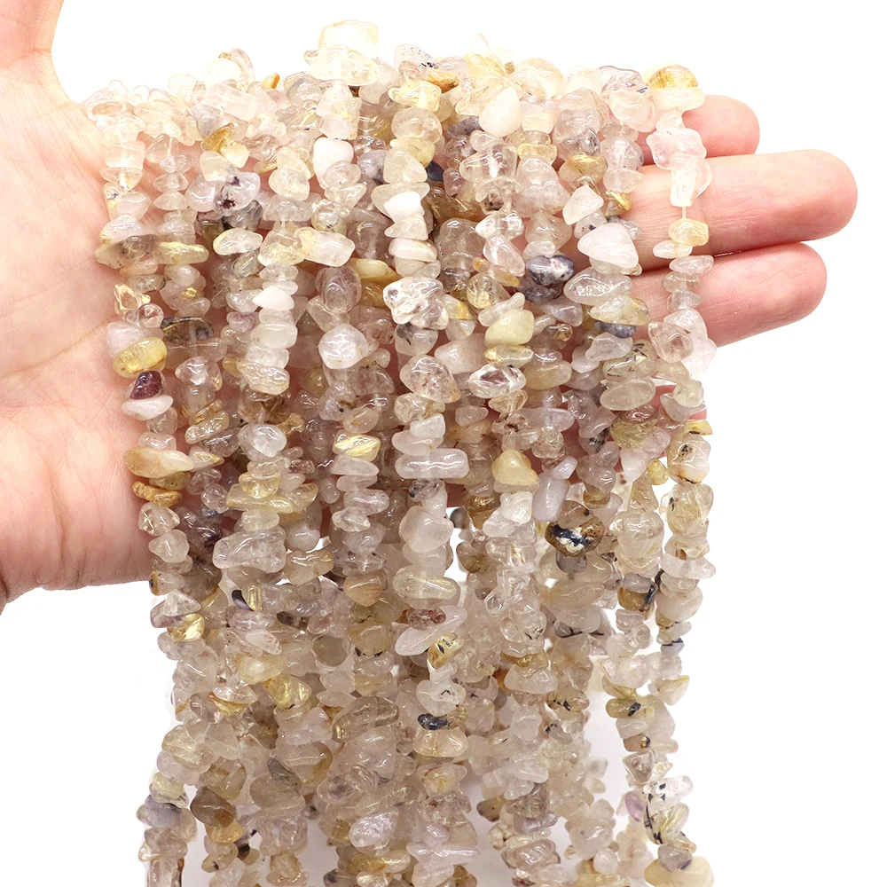 Natural Gold Quartz Rutilated Chips Stone Beads Irregular Gravel Crystal Quartz For Jewelry Making DIY Bracelet Necklace Crafts