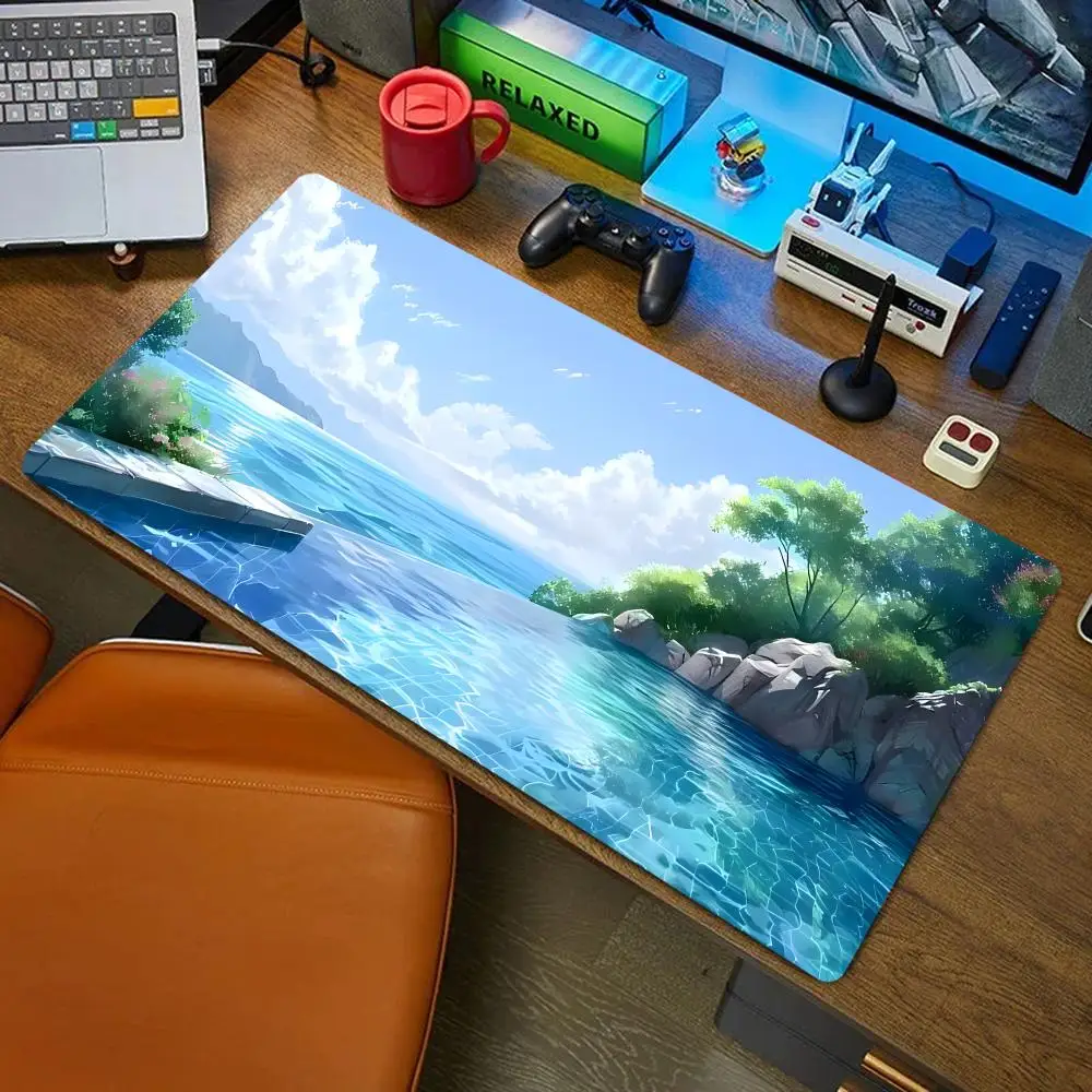 Sea Scenery Mouse Pad Desk Mat Mousepad Large Abstract Mouse Pad Gaming Deskmat With Lockedge Office Non-slip Carpet