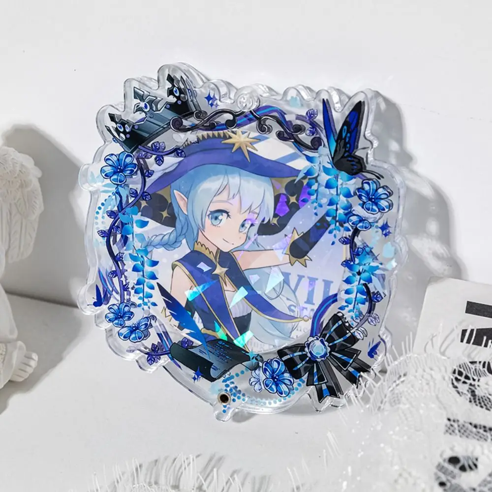 Badge Protector Anime Badge Holder Creative Clear Pins Display Base with Chain Transparent Acrylic Badge Flower Goods Display