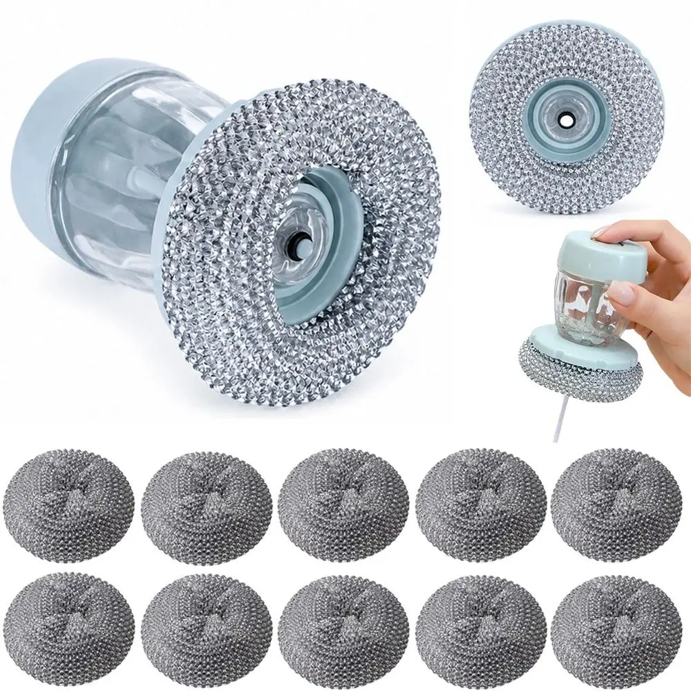 Plastic Soap Dispensing Dish Brush Soft Foam Fast Cleaning Kitchen Pot Brush Press Soap Dispenser Cleaning Brush