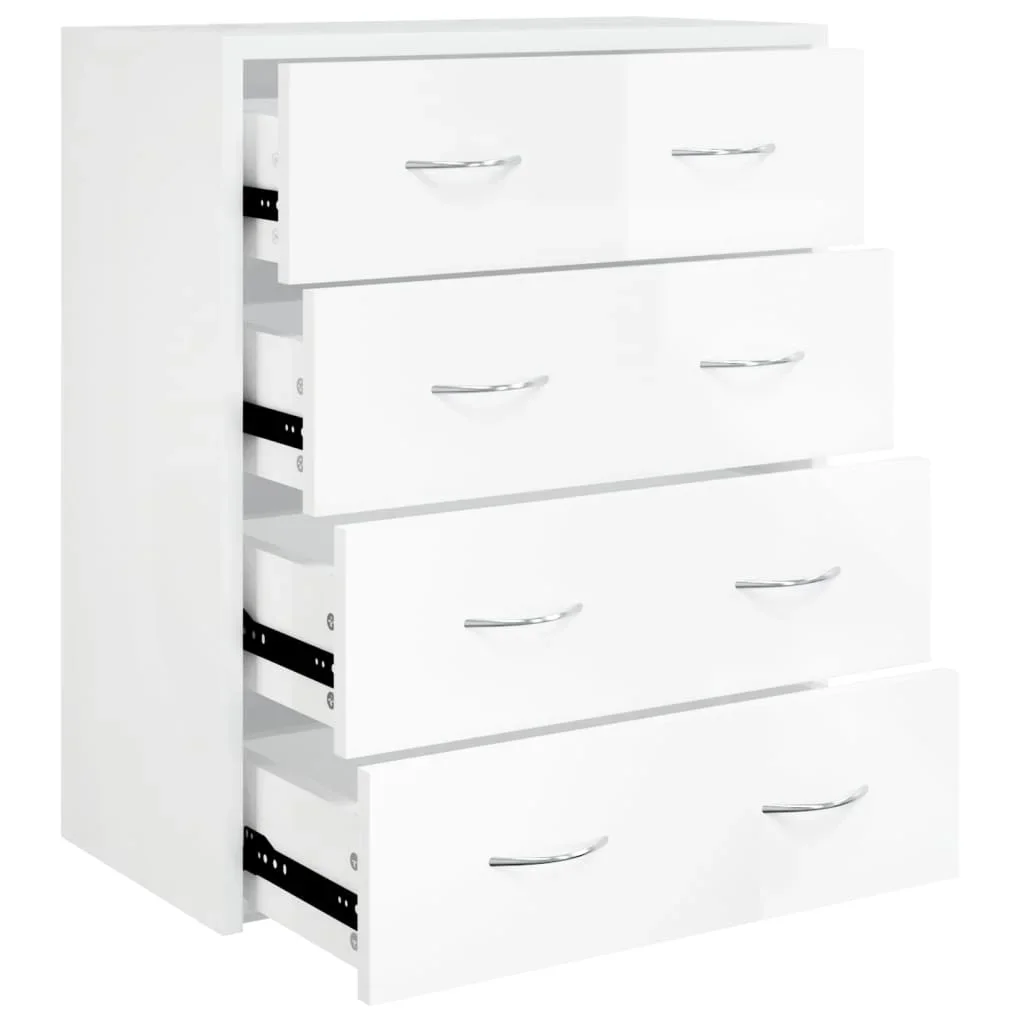 Buffet with 4 drawers 60x30,5x71 cm glossy white, kitchen cabinet hallway storage porch cabinet bedside Table living room