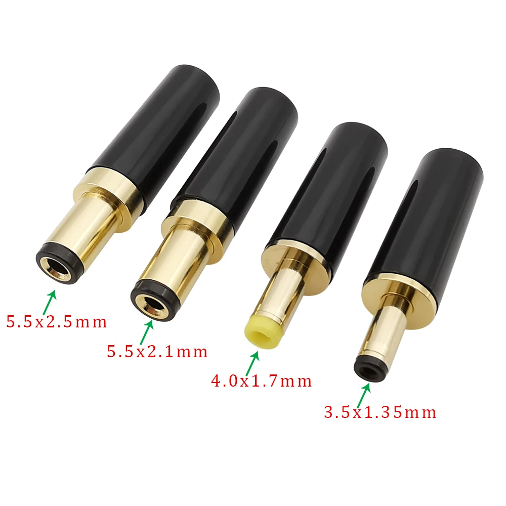 1/2/5Pcs Gold Plated DC Power Plug Connector 5.5x2.1mm/5.5x2.5mm 4.0x1.7mm / 3.5x1.35mm DC Male Plug DIY Welding Output Adapter